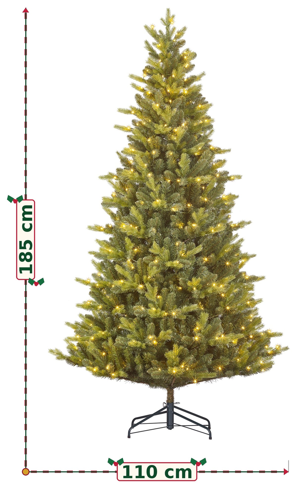 Edelman Black Box Atmore Prelit Artificial Christmas Tree with Warm White LEDs, Timer & Dimmer