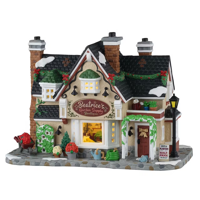 Beatrice's Garden Supply Boutique Incl. Adaptor 100 Ma (White) Lemax Christmas Village Illuminated Village - Mill Race Garden Centre
