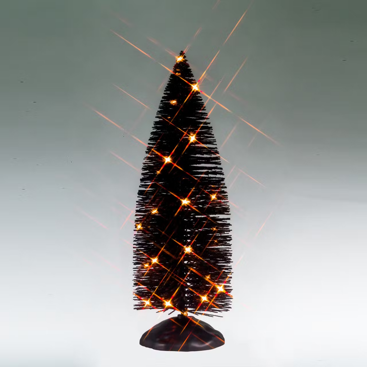 Black Bristle Tree With Orange Lights B/O (4.5V) Lemax Christmas Village Trees - Mill Race Garden Centre