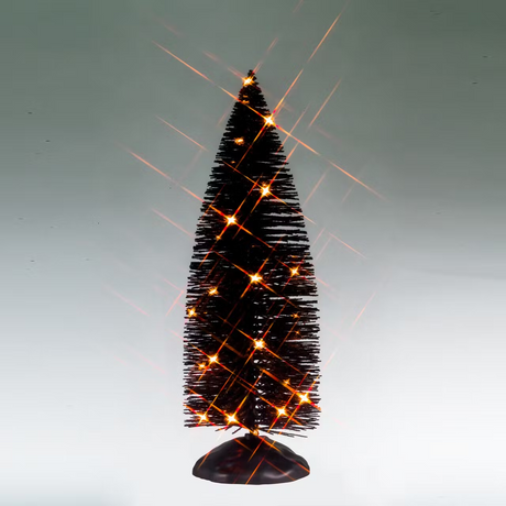 Black Bristle Tree With Orange Lights B/O (4.5V) Lemax Christmas Village Trees - Mill Race Garden Centre