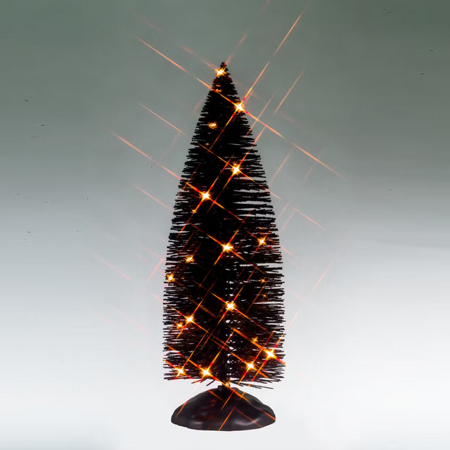 Black Bristle Tree With Orange Lights B/O (4.5V) Lemax Christmas Village Trees - Mill Race Garden Centre