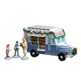 Lemax Bookmobile Christmas village table accent set of 4, detailed miniature vehicle for holiday display scenes