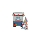 Lemax Bookmobile table accent set of 4 Christmas village accessories featuring detailed miniature bookmobile figures.