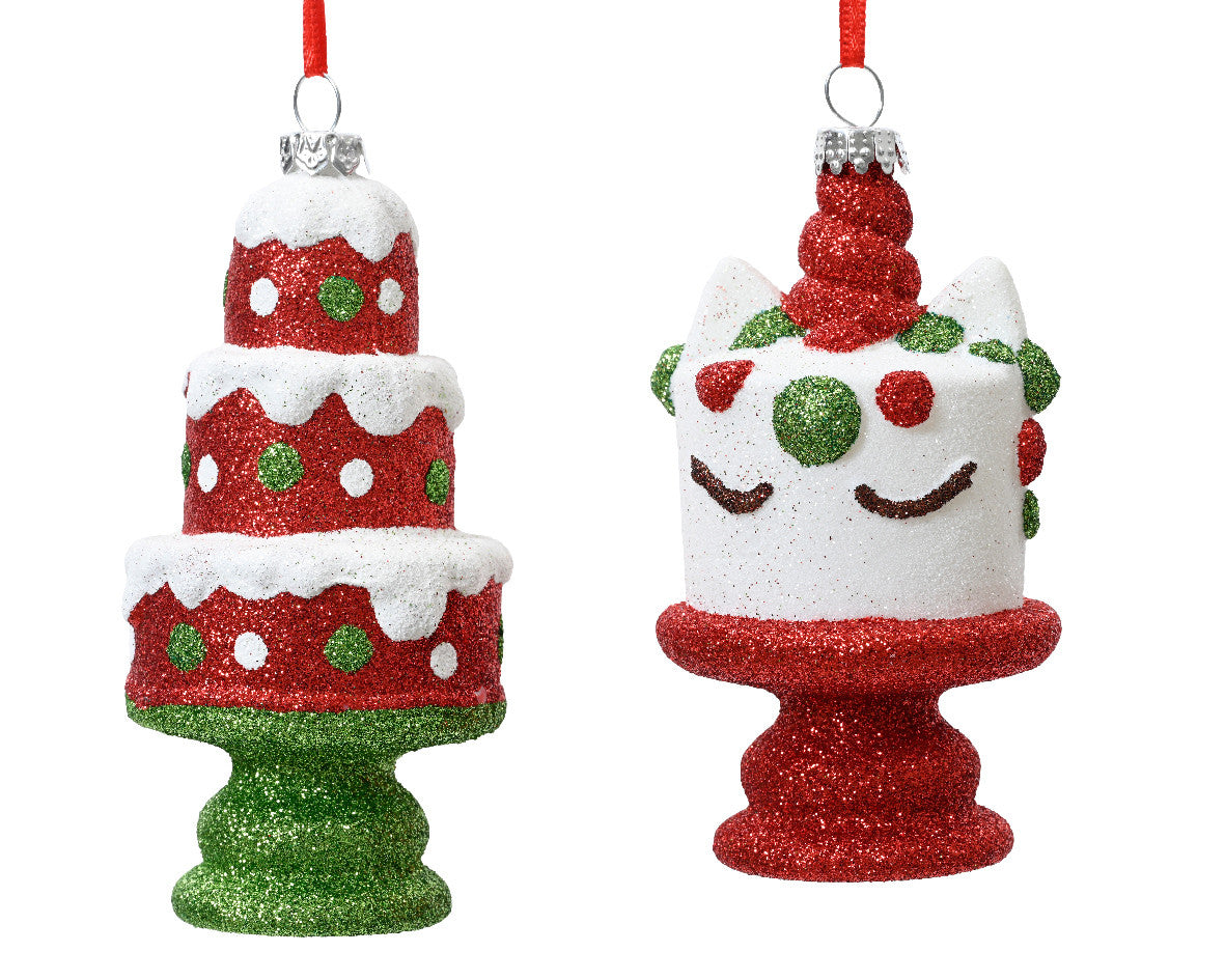 12cm Shatterproof Cake Christmas Tree Decorations Assorted