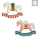House of Seasons Rocking Horse Candle Holder Pink & White – Assorted Design