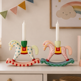 House of Seasons Rocking Horse Candle Holder Pink & White – Assorted Design