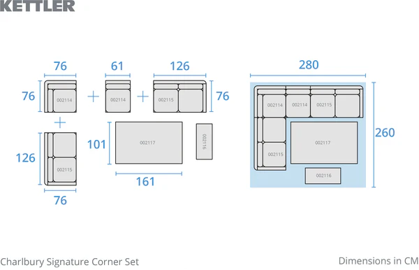 Kettler Charlbury Signature Standard Casual Dining Corner Set - Mill Race Garden Centre