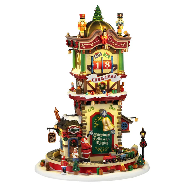 Lemax Christmas Time Countdown with 4.5V adaptor, featuring festive village sights and sounds for holiday decoration.