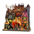 Lemax Creepy Pumpkin Patch illuminated building from Spooky Town display featuring spooky pumpkins and eerie details.