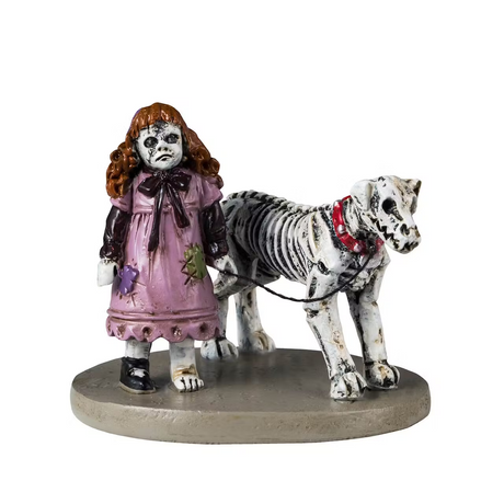 Creepy Doll & Dog Lemax Spooky Town Figurine - Mill Race Garden Centre