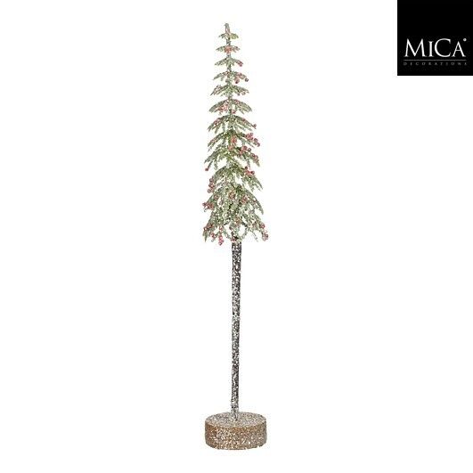 Mica Decorations Green Frosted Christmas Tree (H36 × D7 cm) – Tall Tabletop Snowy Pine Tree Ornament
