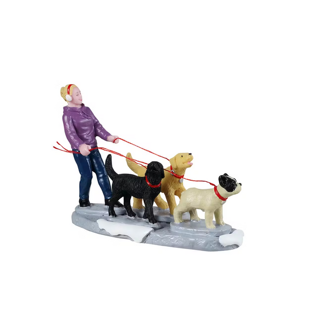 Dog Walker Lemax Christmas Village Figurine - Mill Race Garden Centre