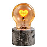 Edelman Luca Lighting LED Heart-Shaped Table Lamp (14 cm) – Smoked Glass & Stone-Look Base | USB Rechargeable Cordless Mood Light with Timer | Brown & Red