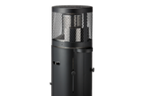 Enders POLO® Black 2.0 patio heater with metal body and reflector, compact outdoor gas heater for patio heating.