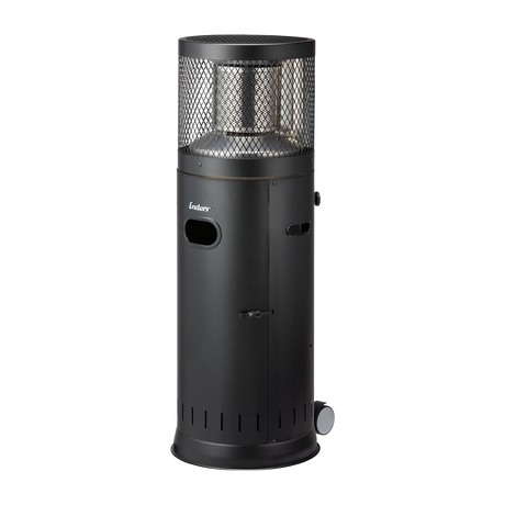 Enders POLO® Black 2.0 patio heater with reflector, compact outdoor gas heater, made of metal, for outdoor heating.