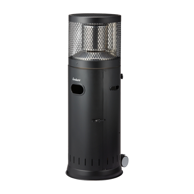 Enders POLO® Black 2.0 patio heater with reflector, compact outdoor gas heater, made of metal, for outdoor heating.