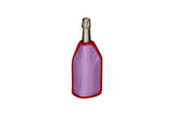 Gift Company Froid Cooling Sleeve with "Cheers" lips design in purple, fits wine bottles to keep drinks cold and stylish.