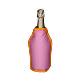 Pink Froid Cooling Sleeve by Gift Company with Be Happy design, ideal for wine bottles, featuring vibrant, cheerful artwork.