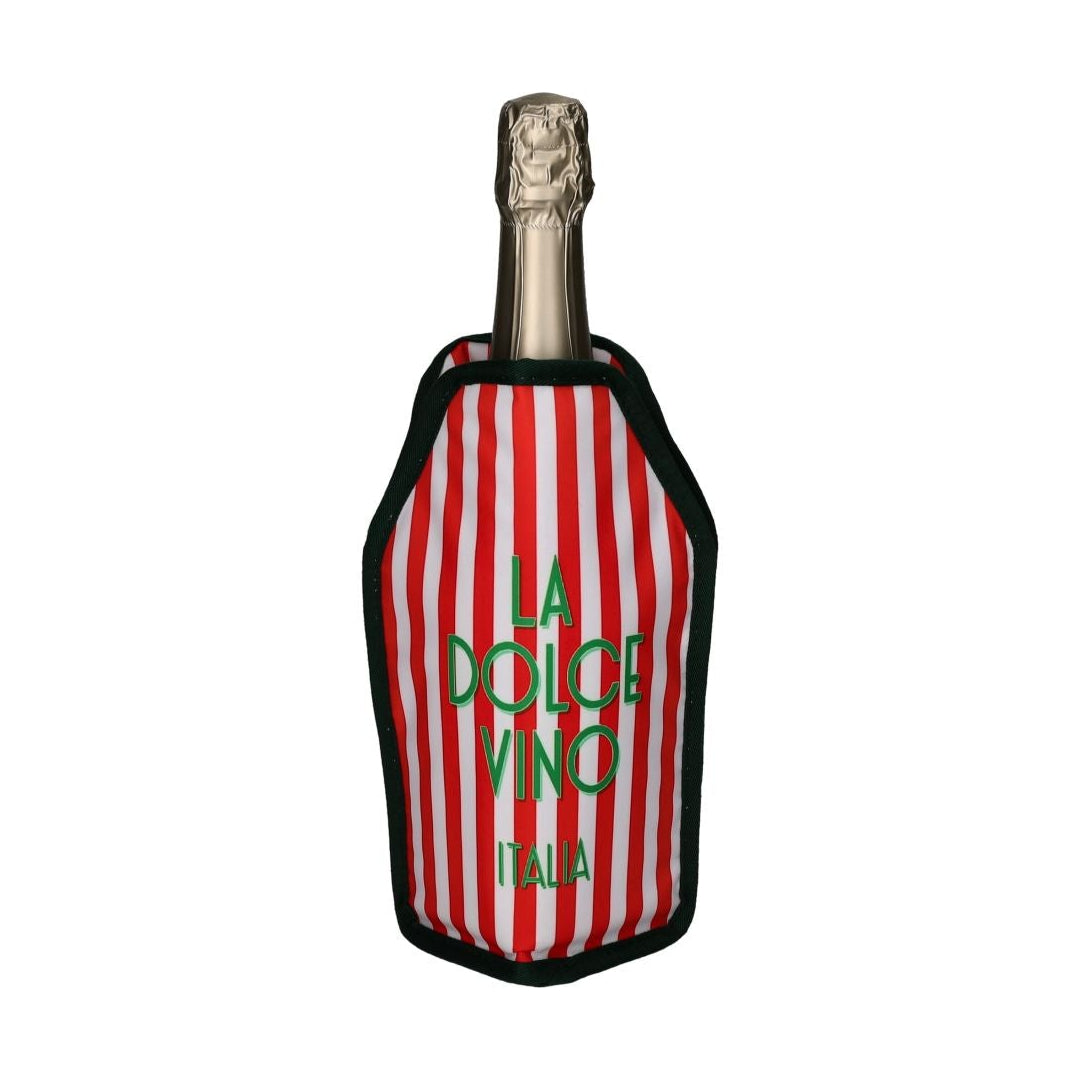 Gift Company Froid Cooling Sleeve with La Dolce Vino Italia design for wine bottles, keeps drinks cool and stylish.