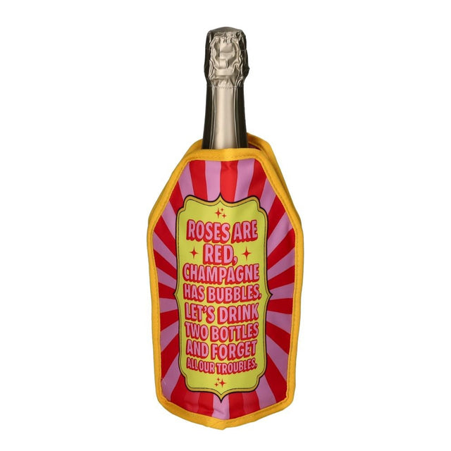 Gift Company Froid Cooling Sleeve with roses design, keeps wine bottle cool, decorative wine bottle cooler for gifts.