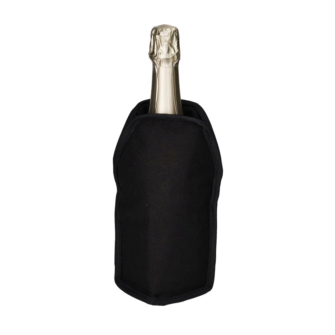 Black Froid Cooling Sleeve by GiftCompany with winery slogan design, fits wine bottles to keep drinks cool.