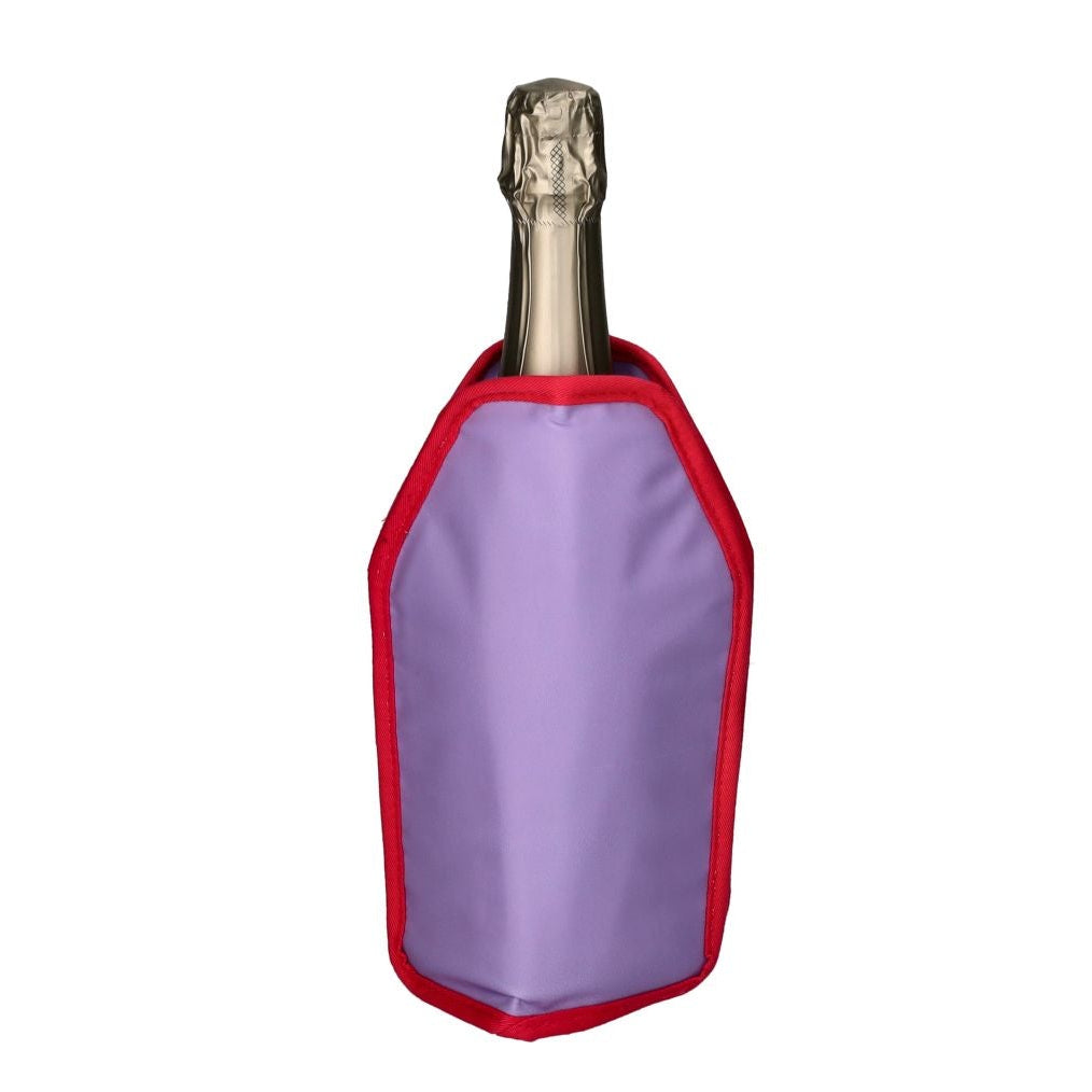 Purple Froid Cooling Sleeve by Gift Company featuring "Hot Moms Club" design for wine bottles, keeps drinks cool.