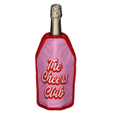Pink Gift Company Froid Cooling Sleeve with "The Cheers Club" design, ideal for wine bottles and keeping drinks cold.