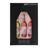 Pink wine bottle cooler sleeve with a trio of cooling sleeves featuring wine bottle motifs by Gift Company.