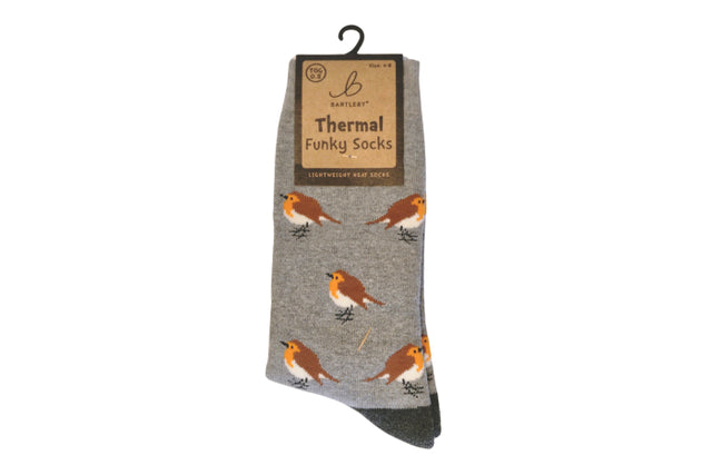 Funky Thermal Socks - Garden Robin by Bartleby - Mill Race Garden Centre