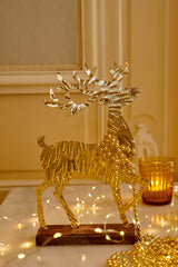 Gold Hammered Iron Deer Ornament by Kaemingk