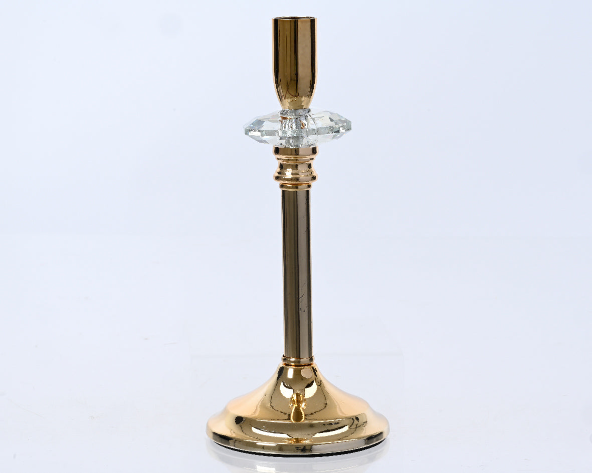 Gold Metal Candleholder with Crystal Detail - 24 cm by Kaemingk