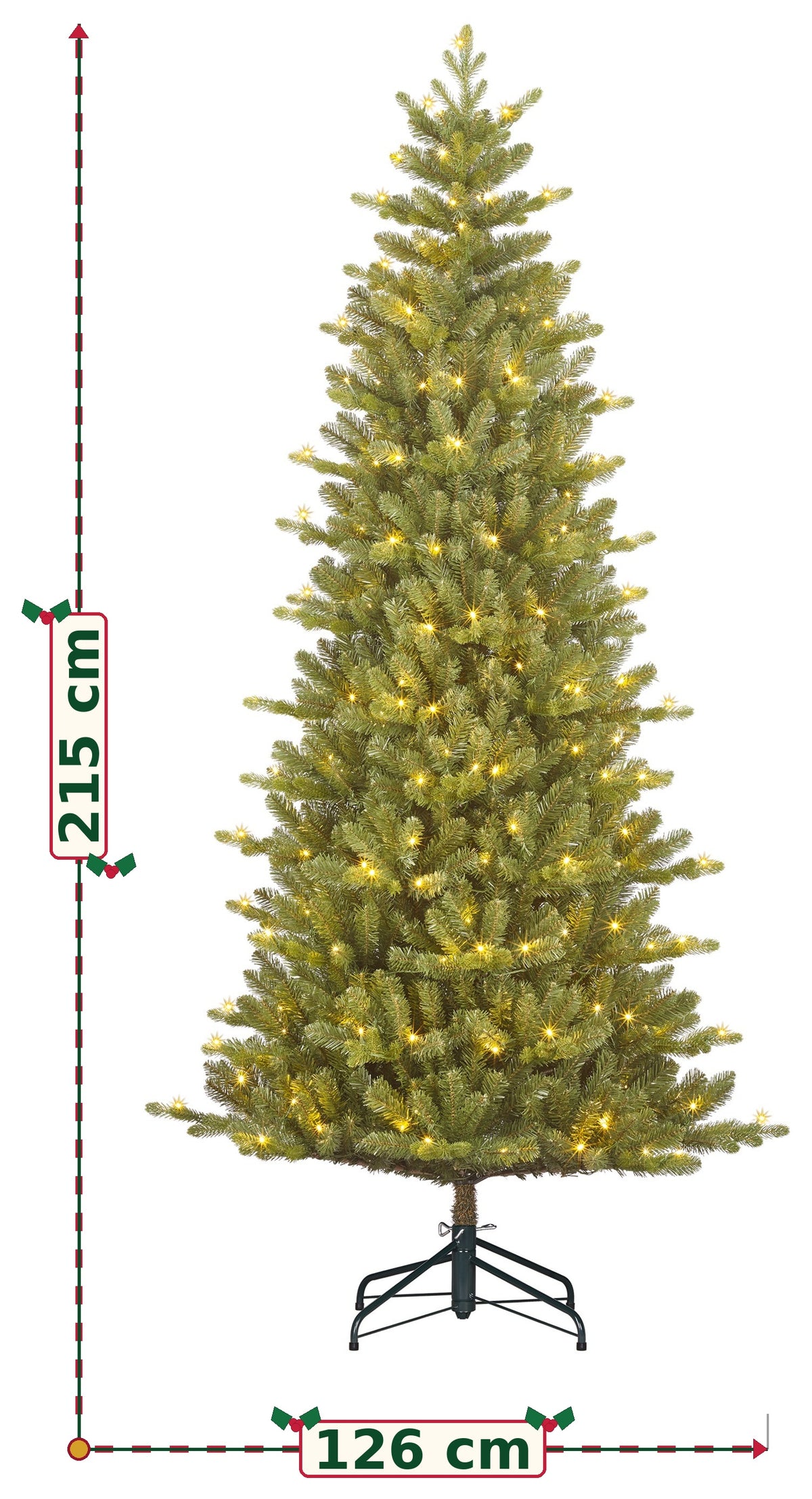 Edelman Black Box Harma Slim Prelit Artificial Christmas Tree with Warm White LEDs, Timer & Dimmer