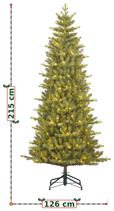 Edelman Black Box Harma Slim Prelit Artificial Christmas Tree with Warm White LEDs, Timer & Dimmer
