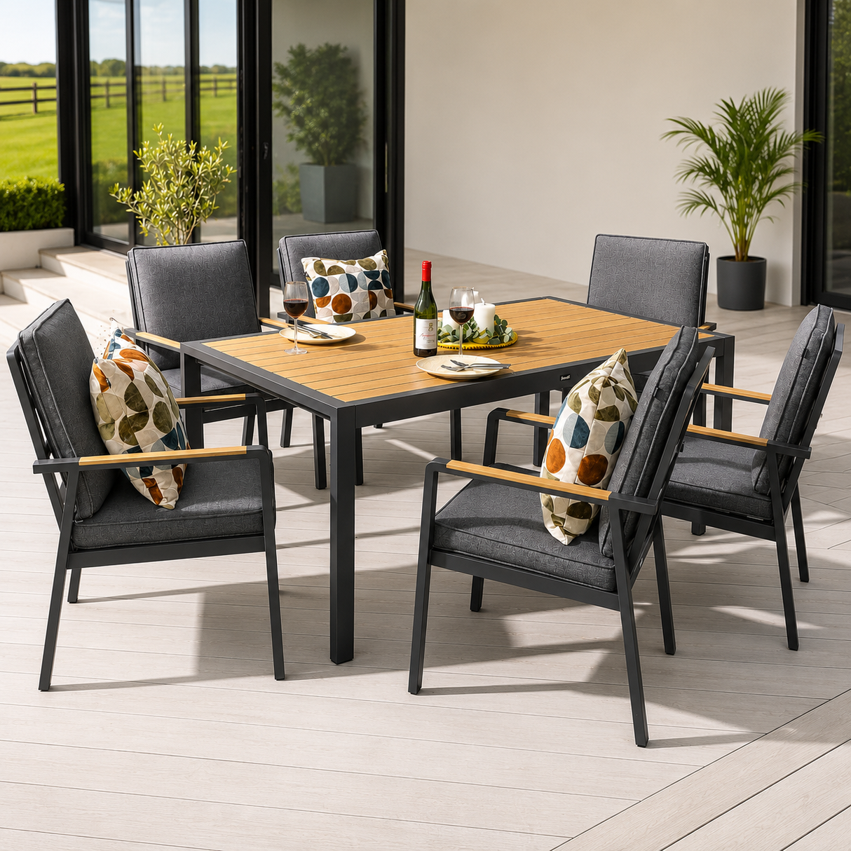 Hartman Sonas 6 Seat Rectangular Dining Set – Aluminium Garden Furniture