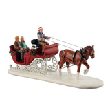 Lemax Holiday Sleigh Ride table accent featuring a festive sleigh and reindeer scene for holiday decorations.