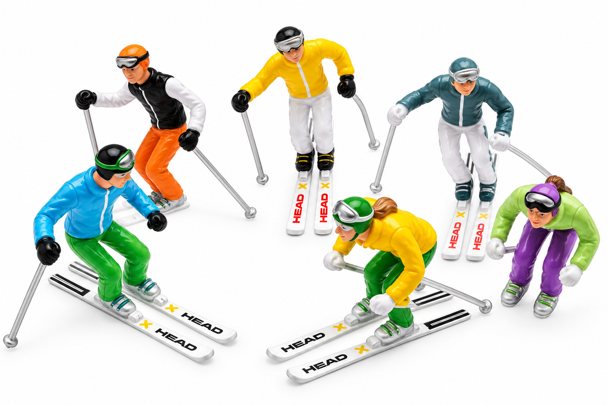 Jägerndorfer 6-Piece Standing Skiers Set – 1:32 Scale Miniature Figures for Mountain Displays