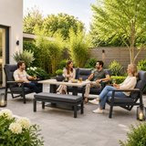 Kettler Tudor 3 Seat Sofa With 2 Reclining Chairs, Bench & 140x80cm Table