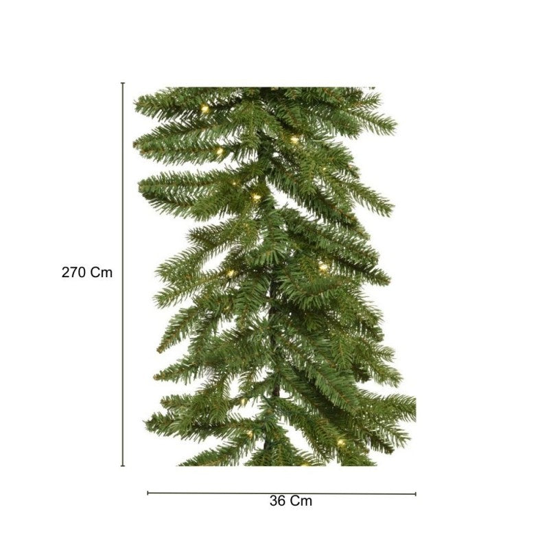 Kaemingk 270cm Green Pre-Lit Allison Christmas Garland – 80 Battery Warm White Micro LEDs