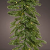 Kaemingk 270cm Green Pre-Lit Allison Christmas Garland – 80 Battery Warm White Micro LEDs