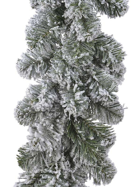 Kaemingk Snowy Imperial Garland Green/White - 25 x 270cm - Mill Race Garden Centre