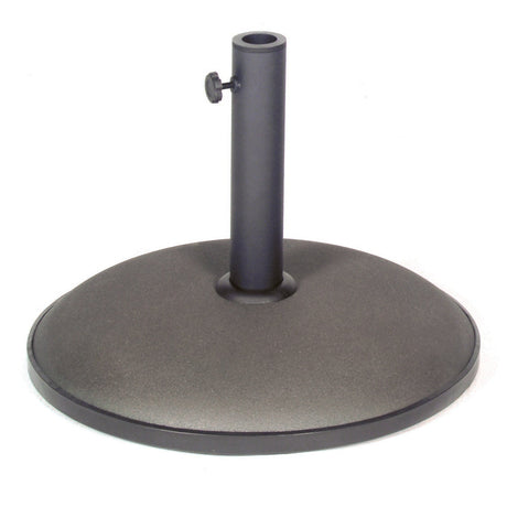 Round grey concrete Kettler parasol base, 15kg, made of iron, designed for outdoor umbrellas and patio furniture.