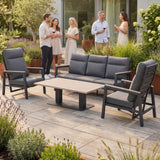 Kettler Tudor 3 Seat Sofa With 2 Reclining Chairs, Bench & 140x80cm Table