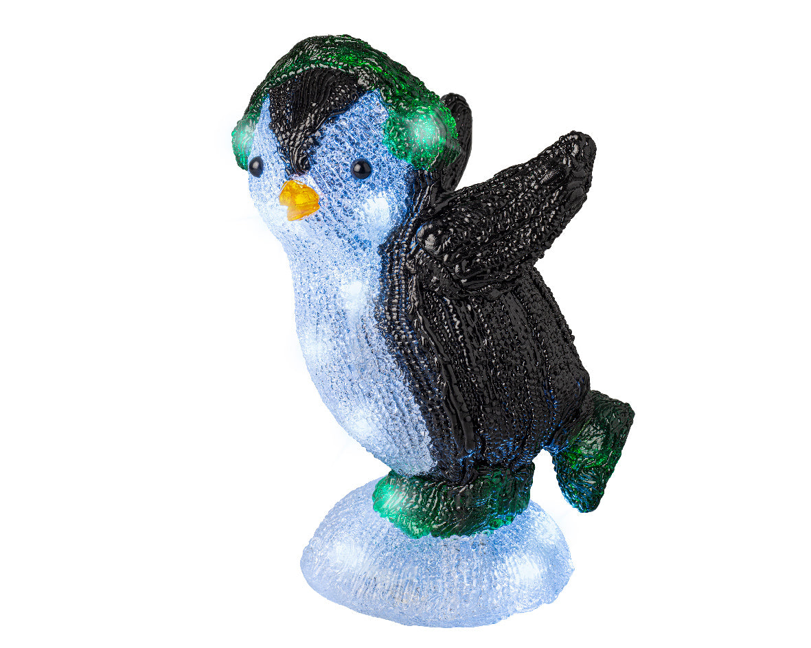 21cm LED Acrylic Outdoor Penguin Assorted Colours by Lumineo