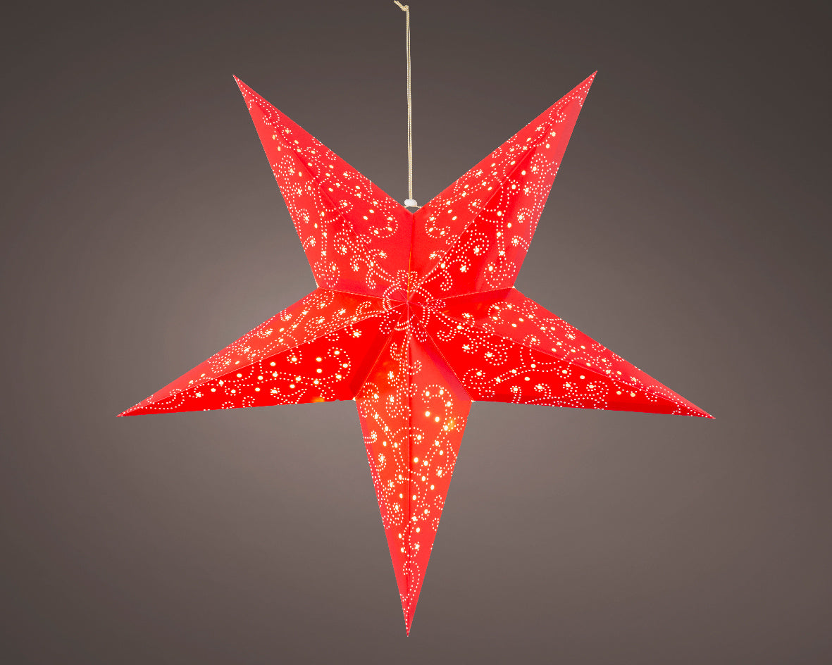 60cm Warm White LED Battery Operated Red Star by Lumineo