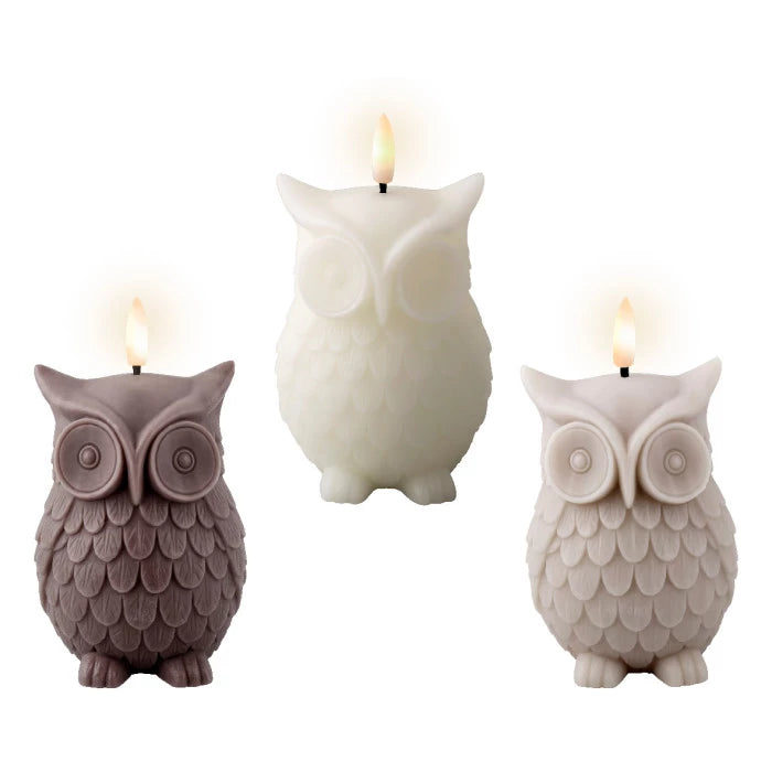 14cm LED Wick Owl Candle Assorted Colours by Kaemingk