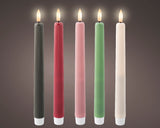 24cm LED Warm White Battery Operated Dinner Candle Assorted Colours