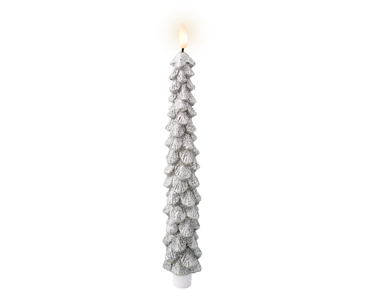 29cm LED Warm White Wick Silver Tree Candle by Lumineo