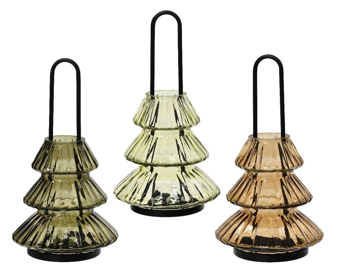 Christmas Tree Glass Lantern Assorted by Kaemingk