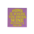Love Tiles terracotta coaster with purple home slogan design by GiftCompany, featuring a decorative love-themed pattern.