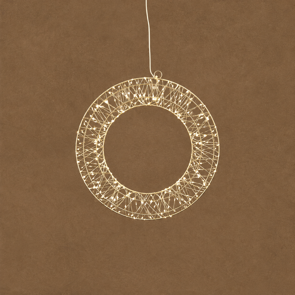 Luca Lighting Silver Christmas LED Wreath (D30 cm) – 300 Warm White Micro LEDs with Built-In Timer & Mains Adapter